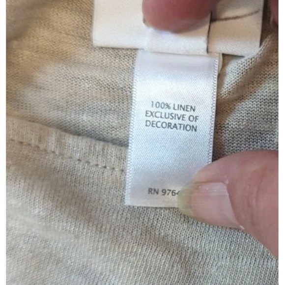 J Jill XL Poncho Cape Beige 100% Linen Frayed Hem Lagenlook Equestrian Capsule - Picture 8 of 8